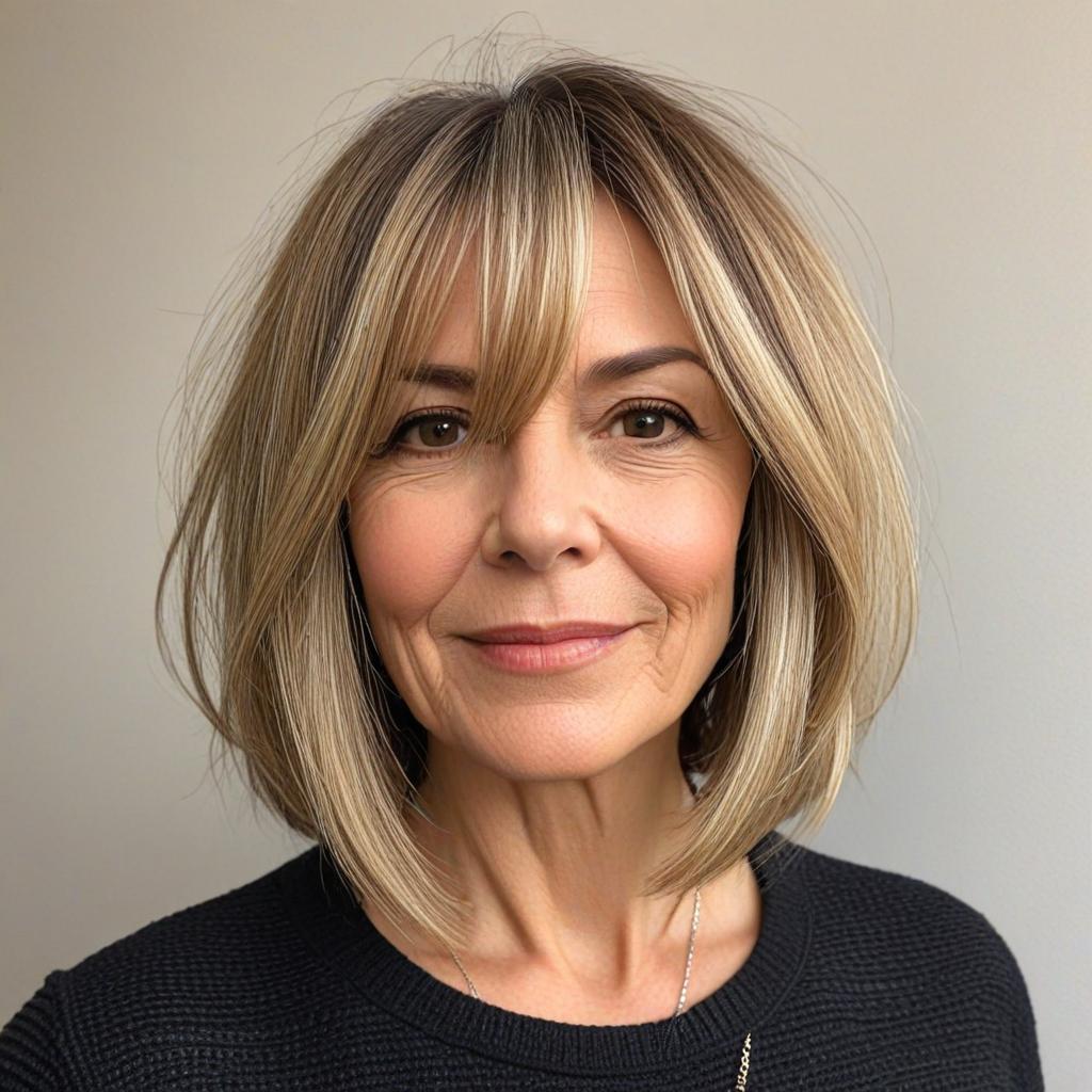 Low Maintenance Haircuts For Women Over 50: Textured Lob (Long Bob)