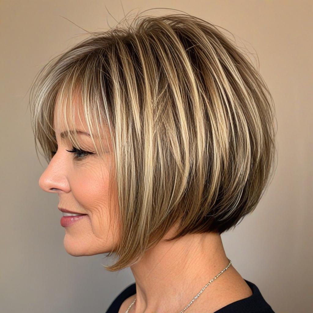 Low Maintenance Haircuts For Women Over 50: Short Layered Bob