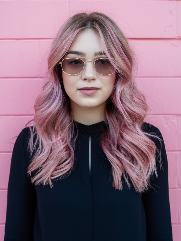 Pastel Rose Gold hair color 