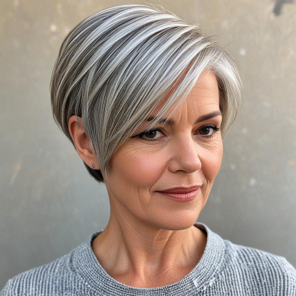 Low Maintenance Haircuts For Women Over 50: Asymmetrical Cut