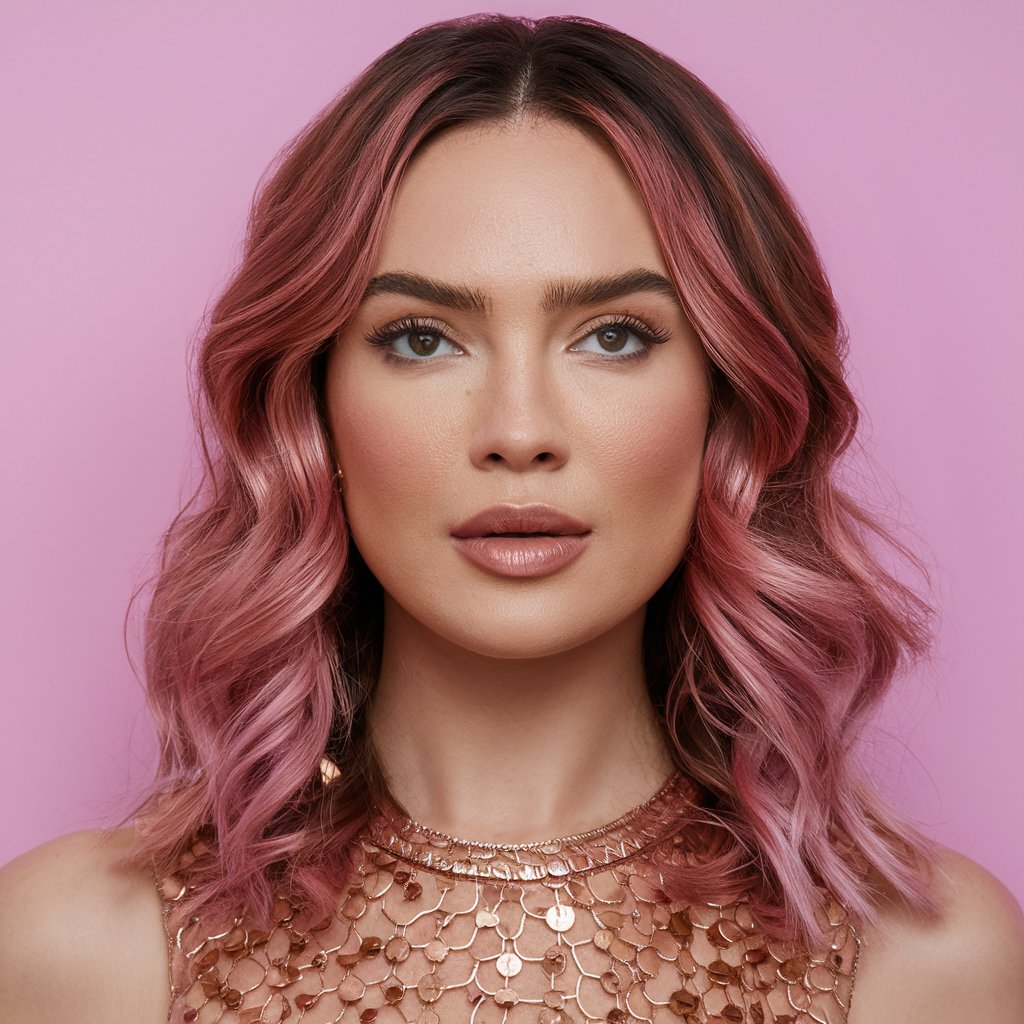 rose gold highlights hair color