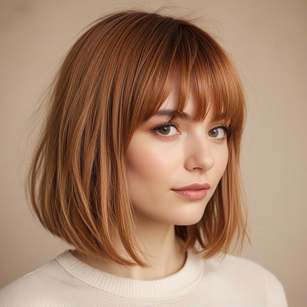 Long Bob with Bangs: Soft Lobster with Wispy Bangs