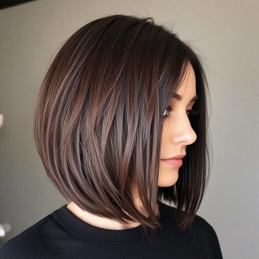 Dark Chocolate Bob with Side Bang