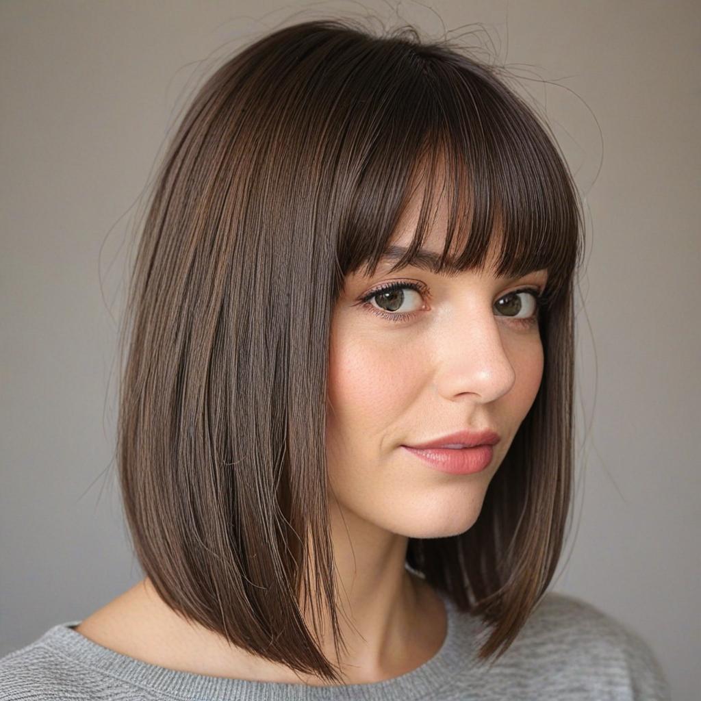 Long Bob with Bangs: Long Bob with Thin Edges