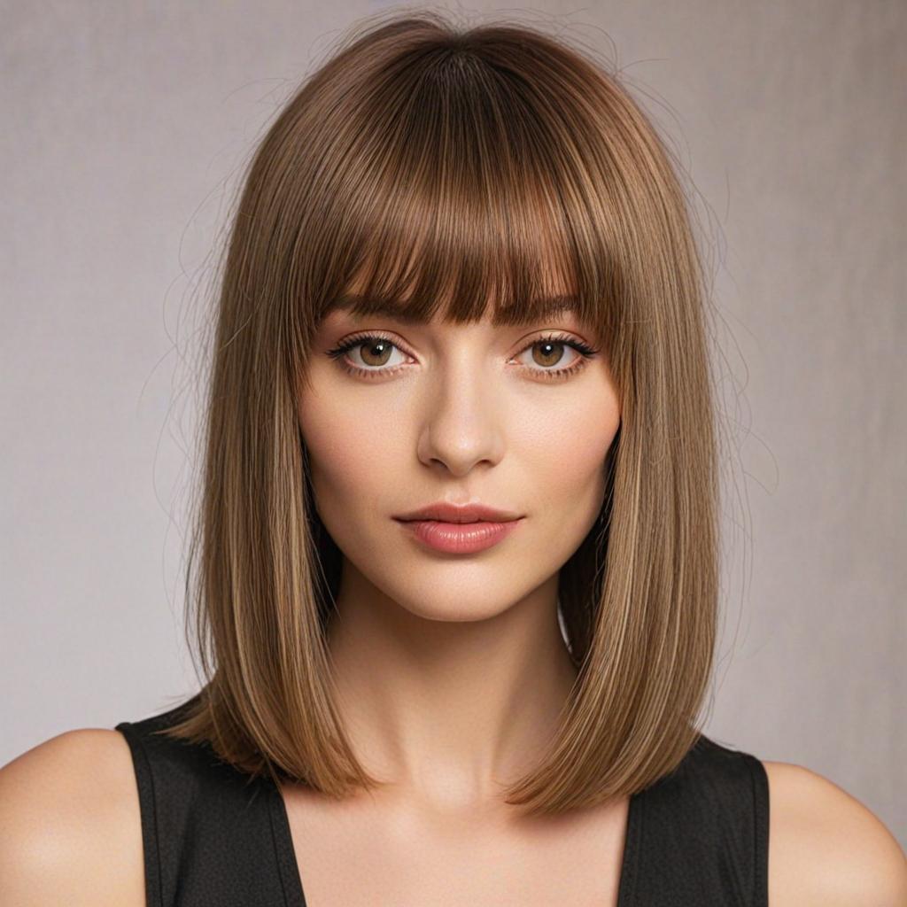 Long Bob with Bangs: Long bob with fringe that frames the face