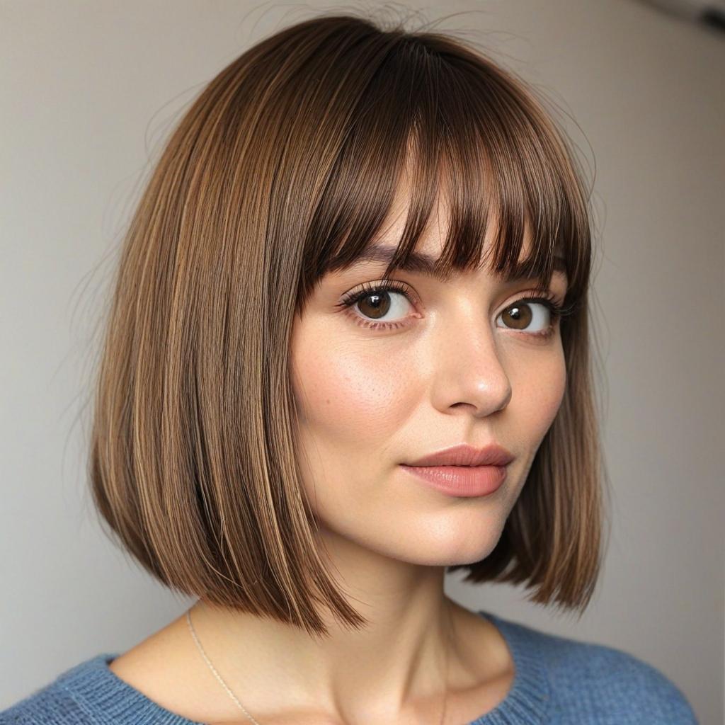 Long Bob with Bangs: Soft Blunt Thick Lob