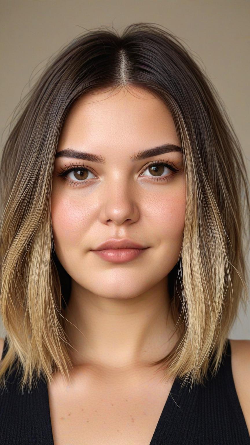 Chubby Face Low Maintenance Haircut: Center Part