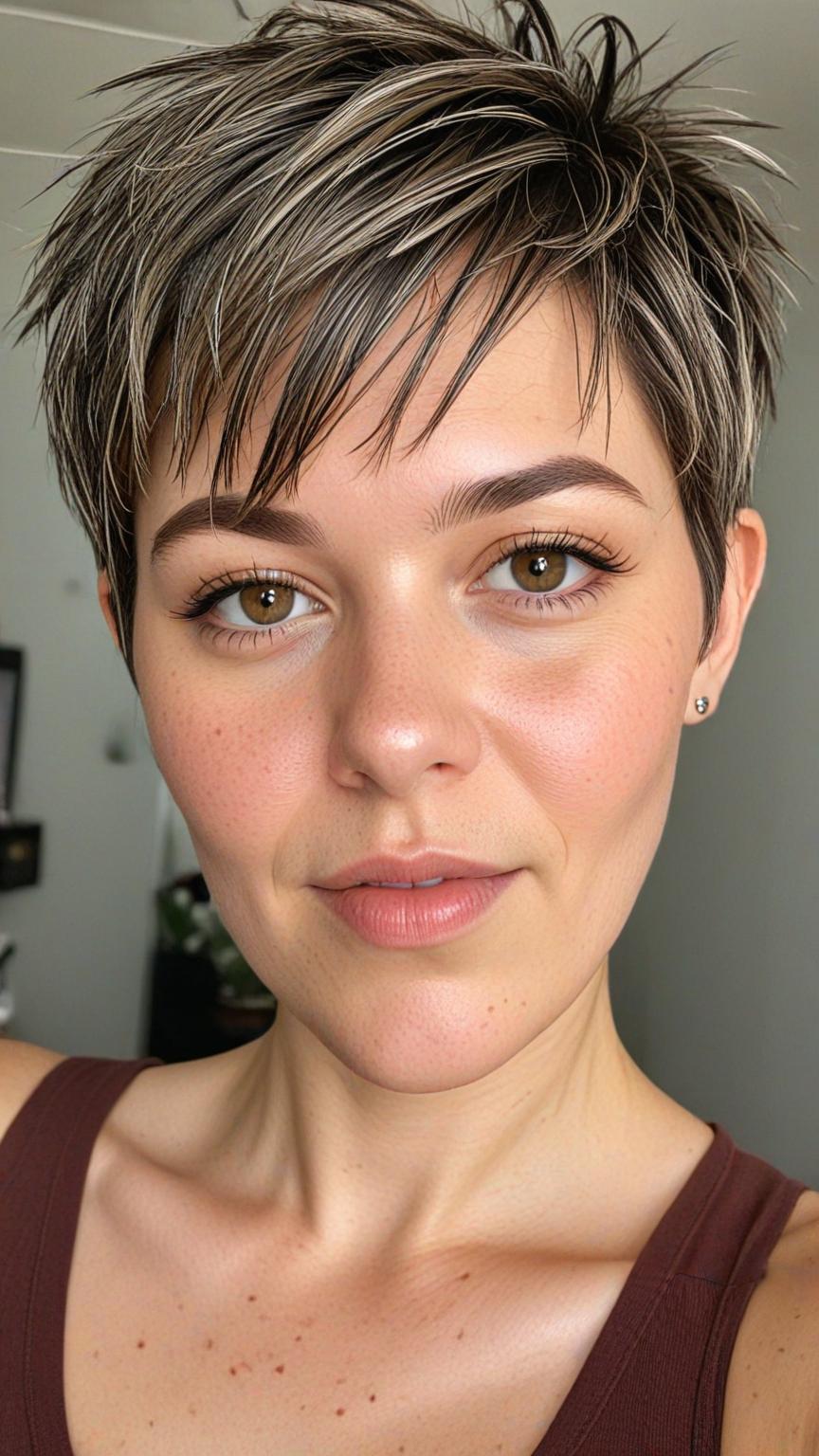 Chubby Face Low Maintenance Haircut: Textured Pixie