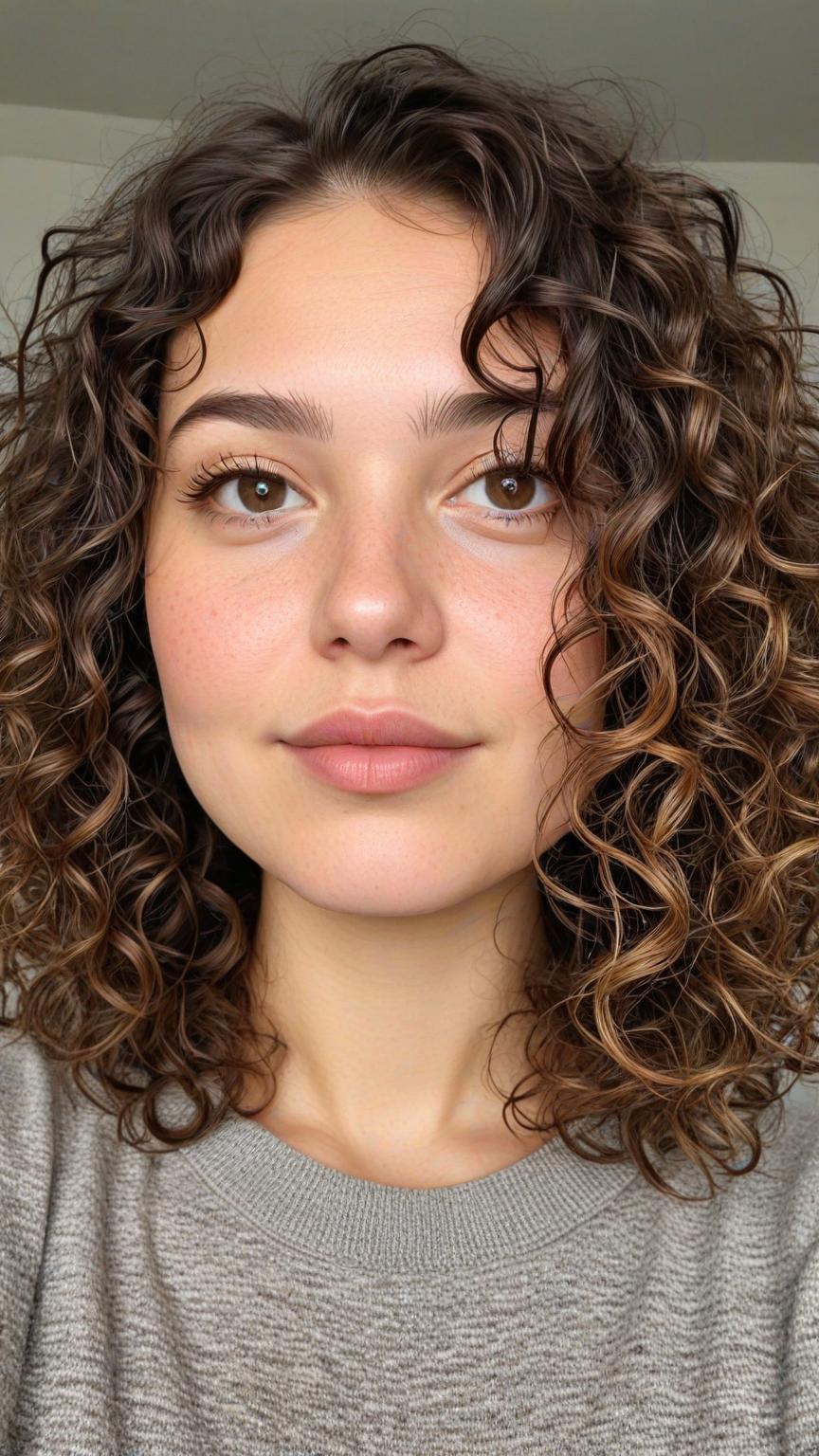 Chubby Face Low Maintenance Haircut: Curly Lob