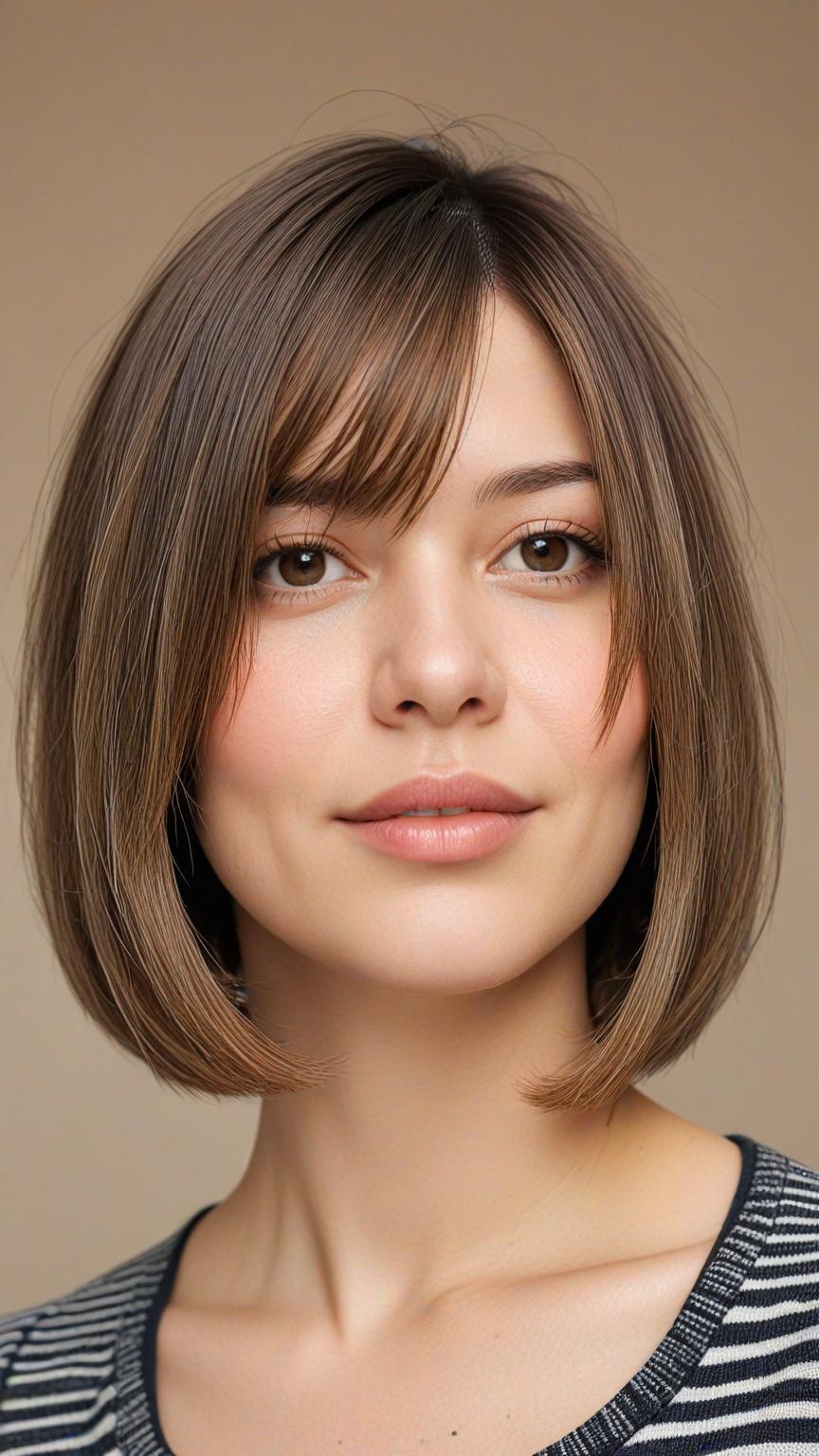 Chubby Face Low Maintenance Haircut: Chin-Length Bob