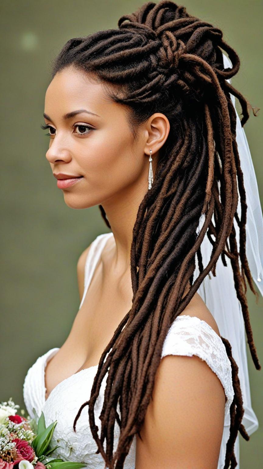 Dreadlock Wedding Hairstyles Half-Up, Half-Down