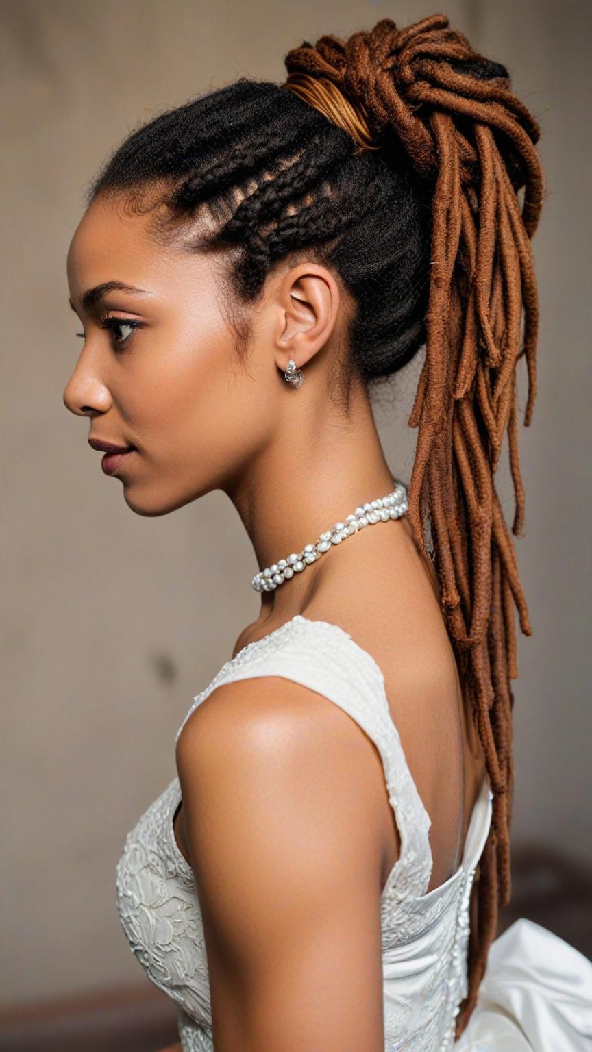 Dreadlock Wedding Hairstyles Low Ponytail