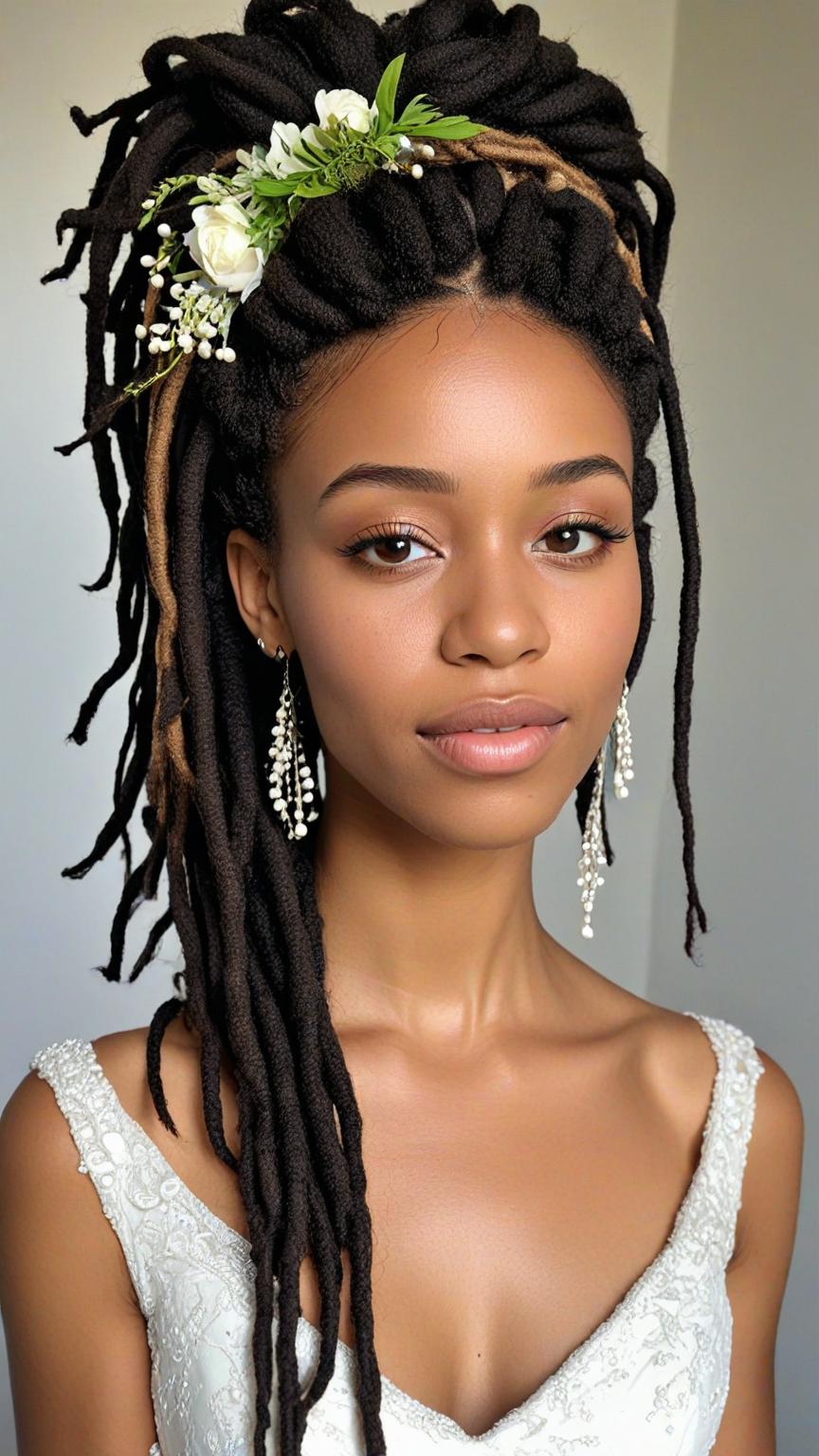 Dreadlock Wedding Hairstyles Pearl Accents