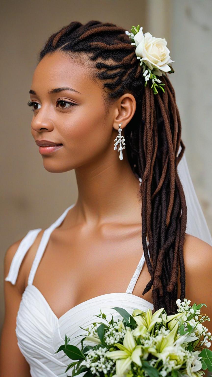 Dreadlock Wedding Hairstyles Pinned Back