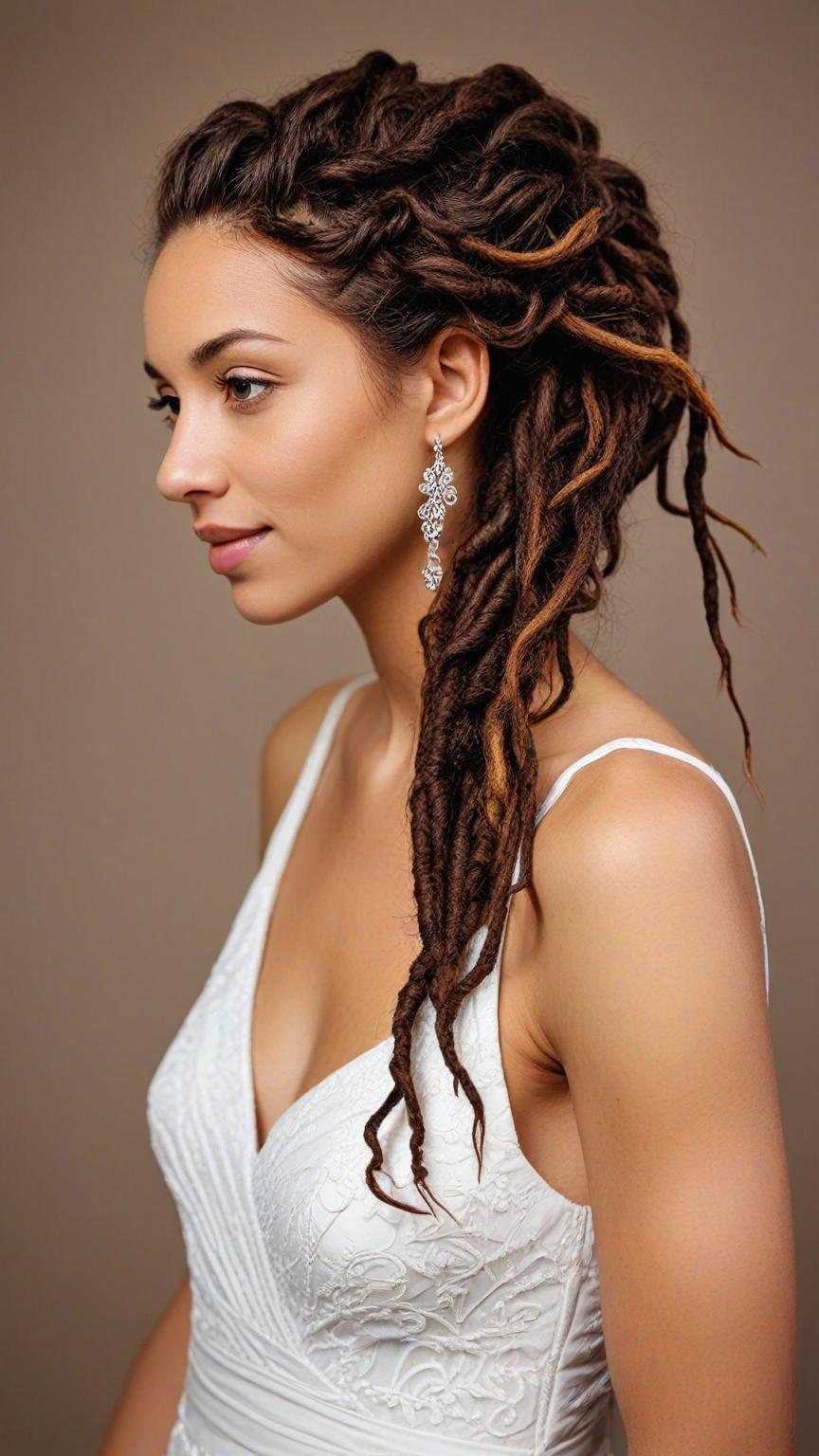 Dreadlock Wedding Hairstyles Side-Swept Locks