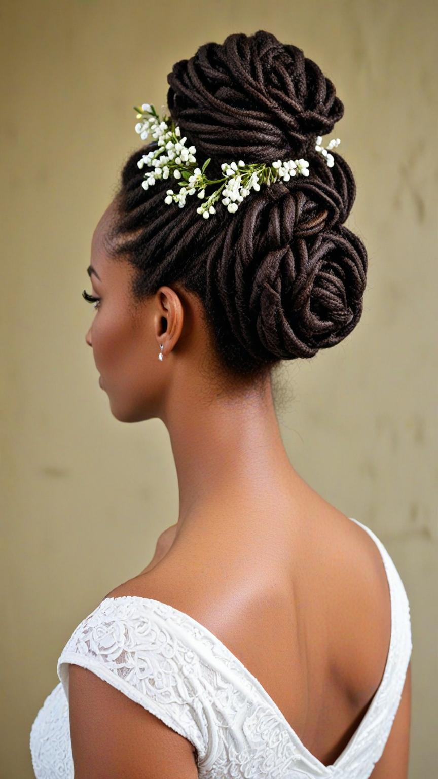 Dreadlock Wedding Hairstyles: Wrapped Bun