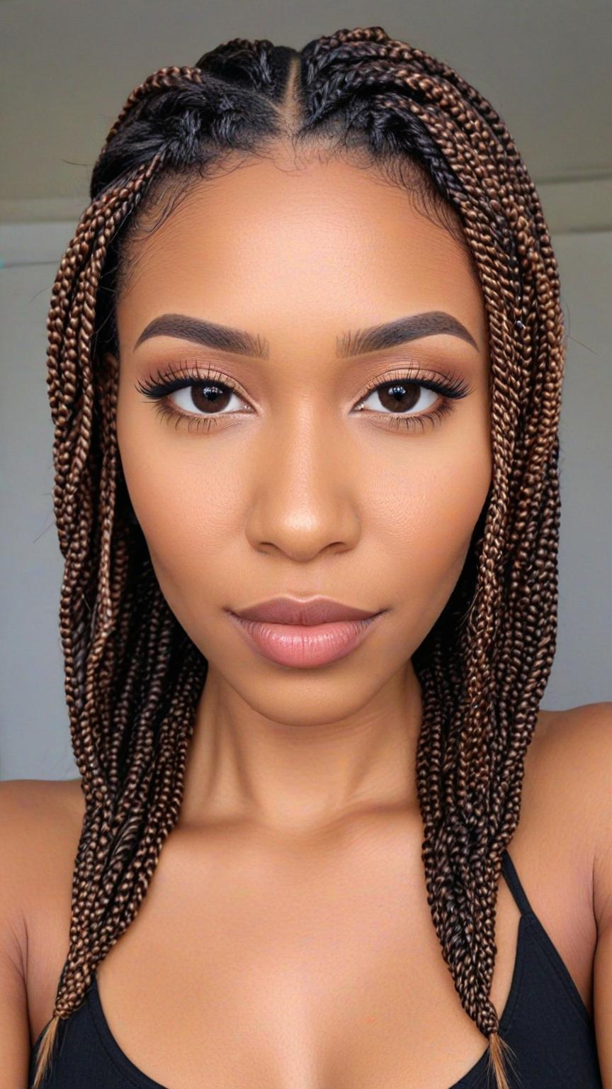 Kinky Twist Braids Styles: Halo Twisted