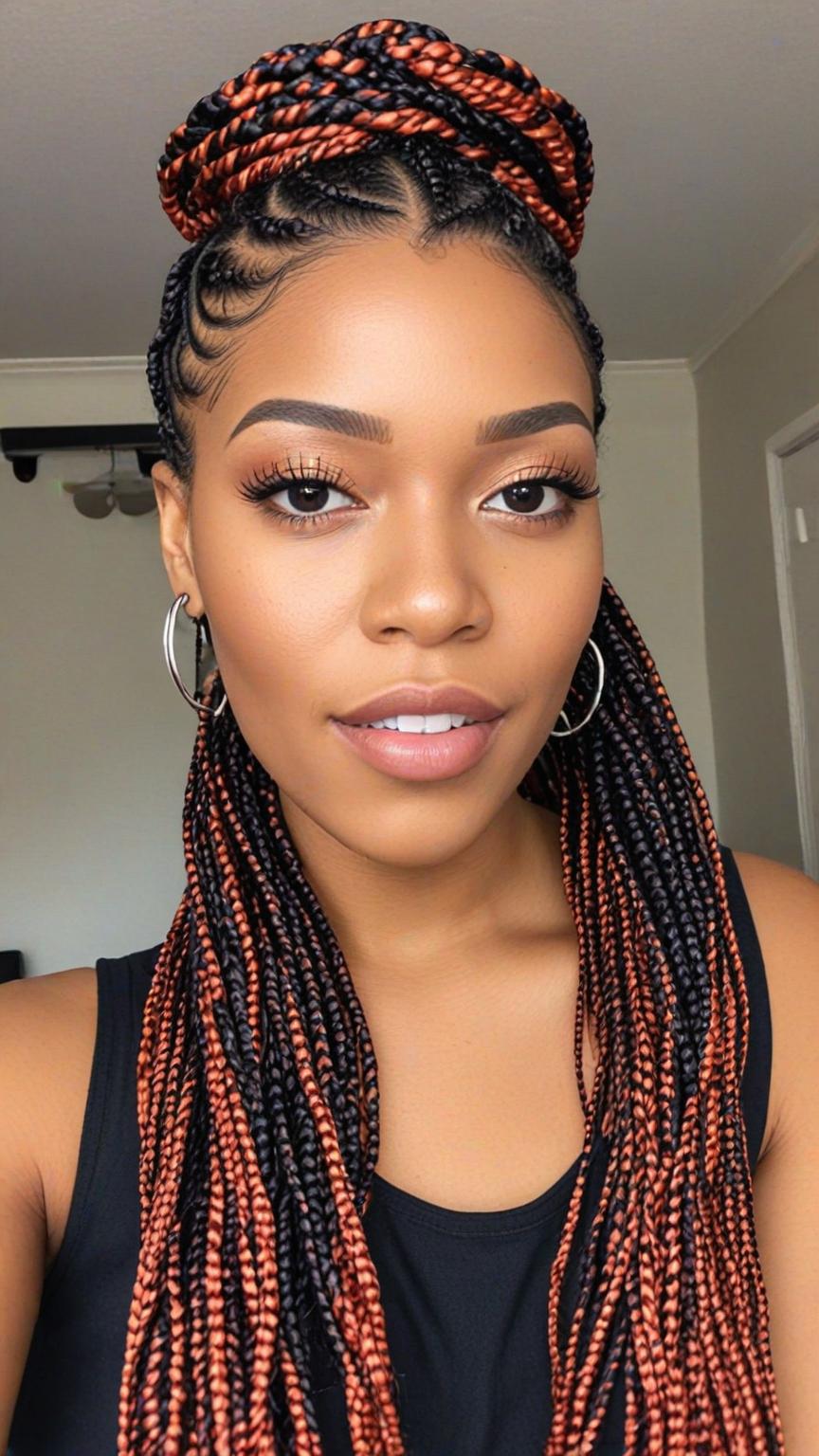 Kinky Twist Braids Styles: Colored Kinky Twist