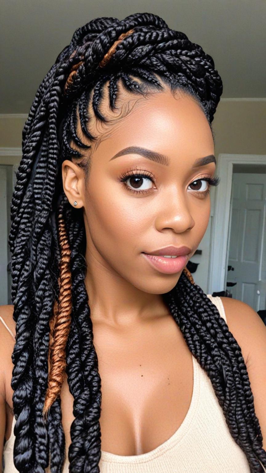 Kinky Twist Braids Styles: Jumbo Kinky Twists