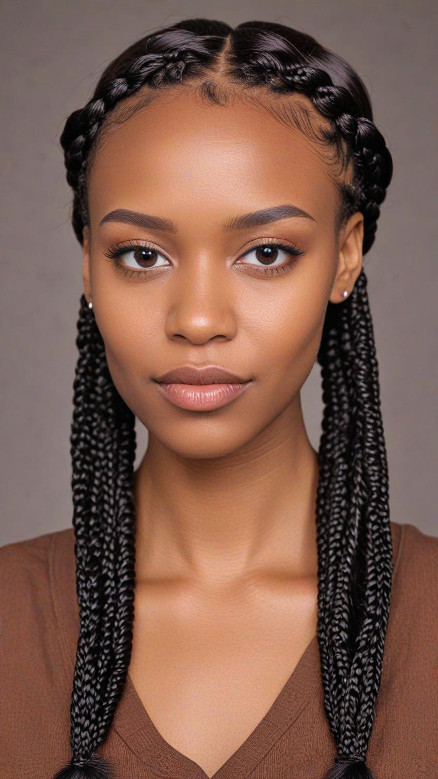 Kinky Twist Braids Styles: Reversed Bangs