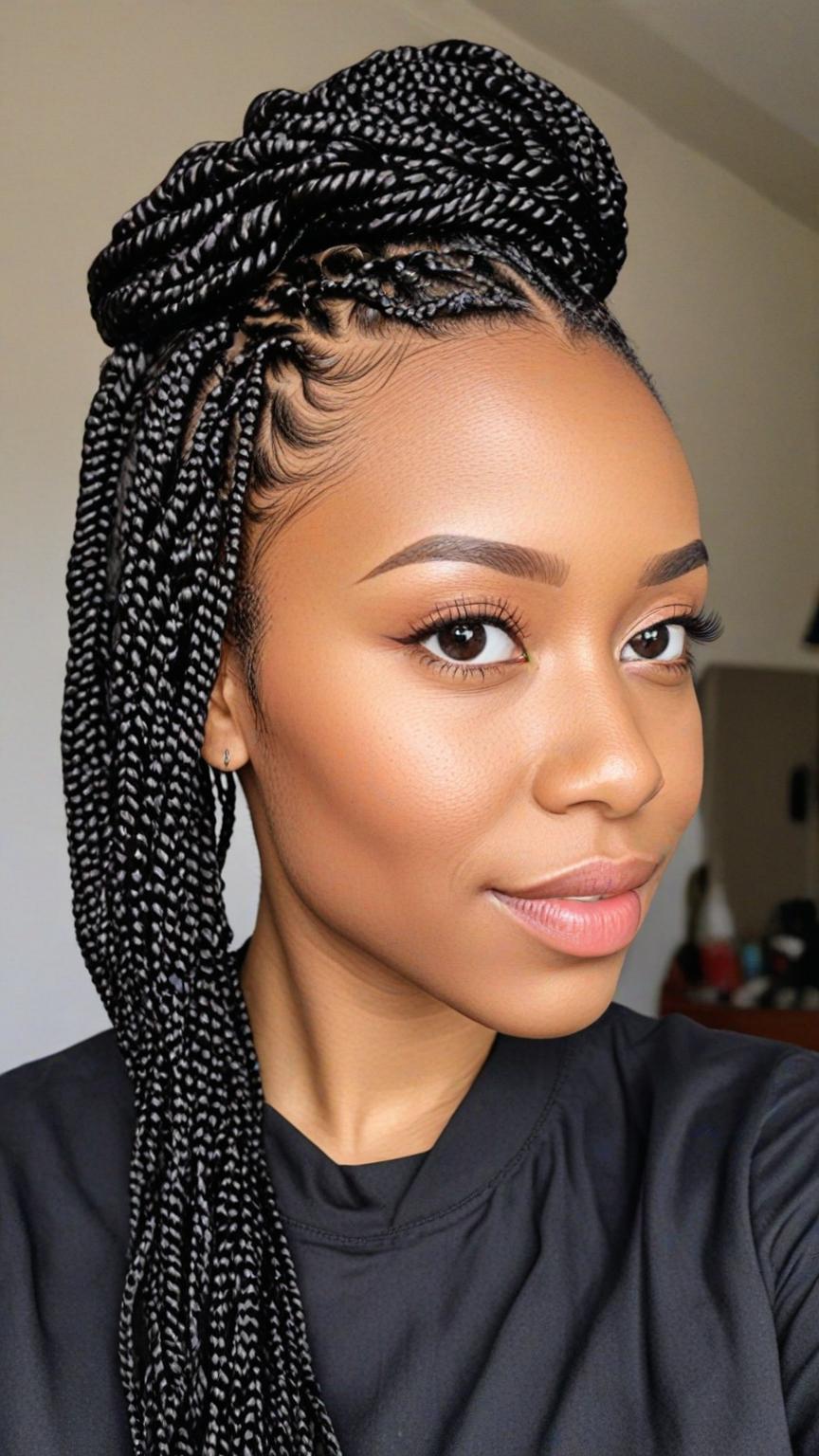 Kinky Twist Braids Styles:  Side Part Kinky Twists