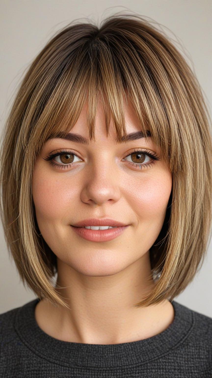 Chubby Face Low Maintenance Haircut: Layered Bob