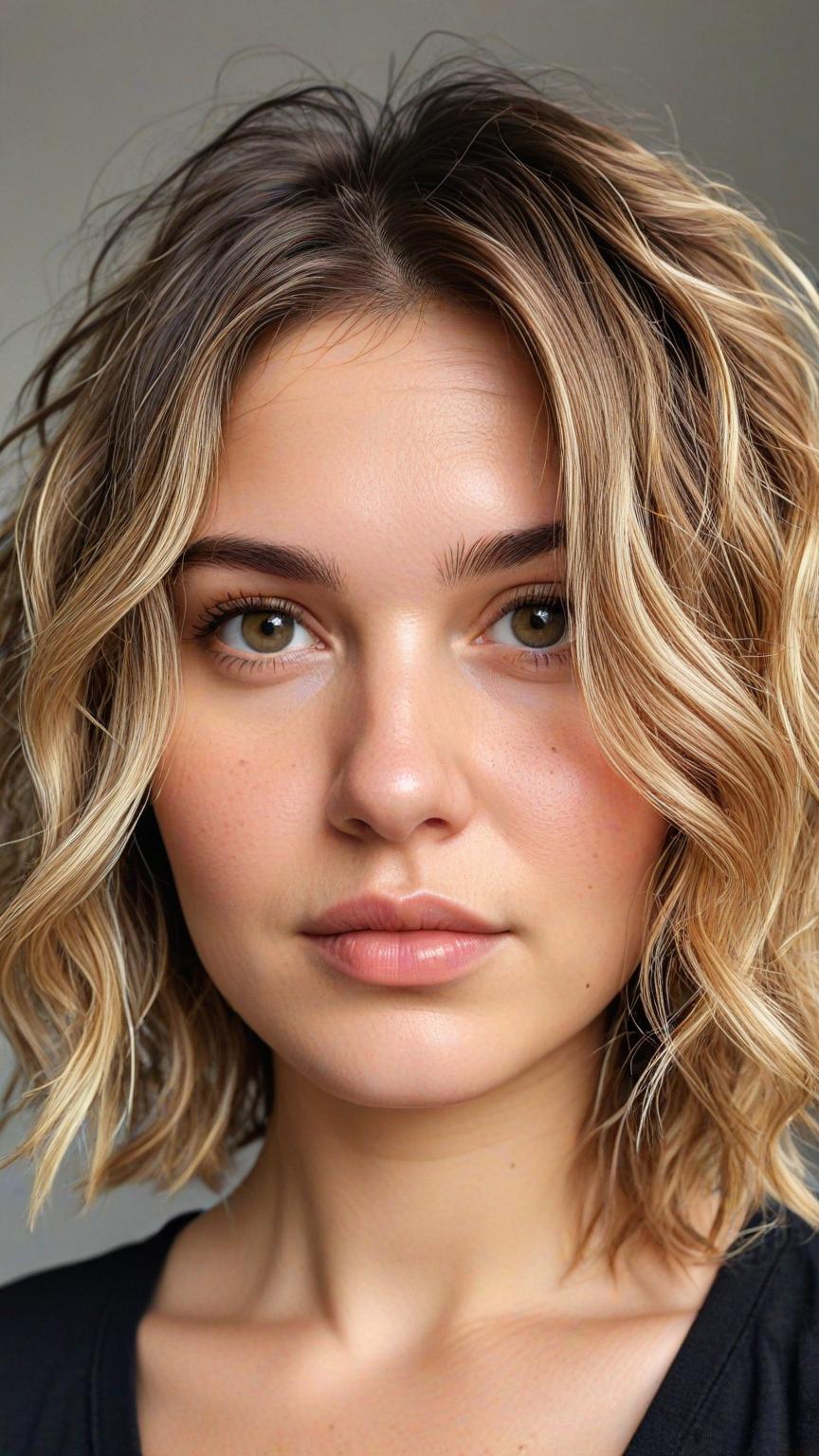 Chubby Face Low Maintenance Haircut: Tousled Waves