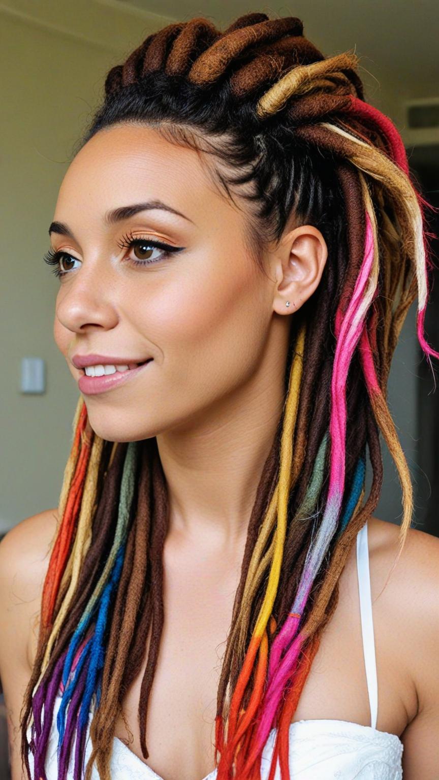 dreadlock Colorful Tips wedding hairstyles