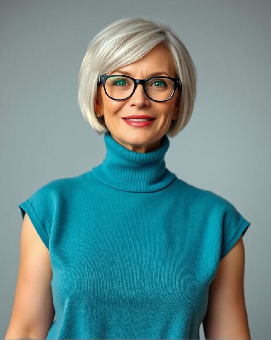 Cropped Cut hairstyle over 50 women with glasses