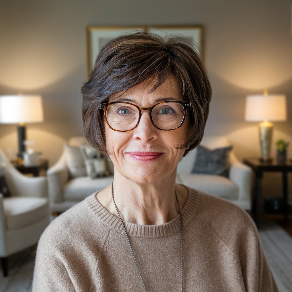  Short Shag Haircuts for women over 50 with glasses