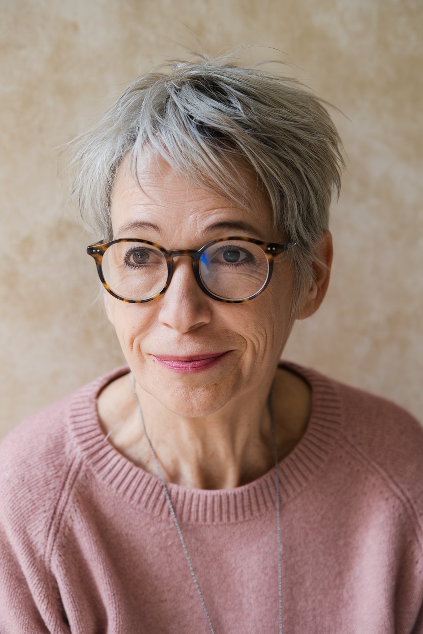 The Shaky Pixie over 50 with glasses