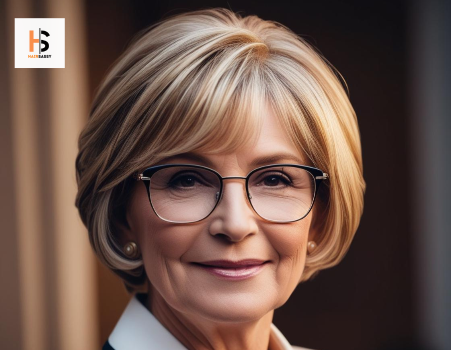 short hairstyles for women over 60 with glasses