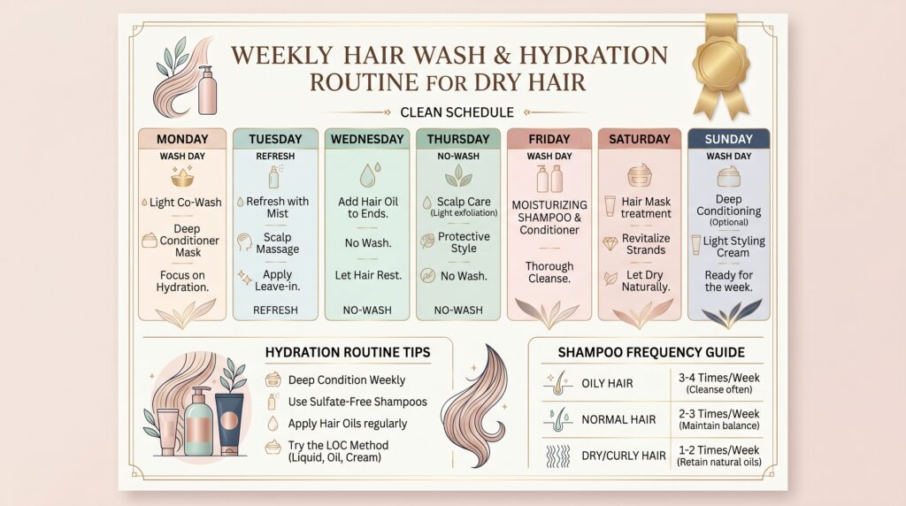 weekly-hair-wash-and-hydration-routine-for-dry-hair