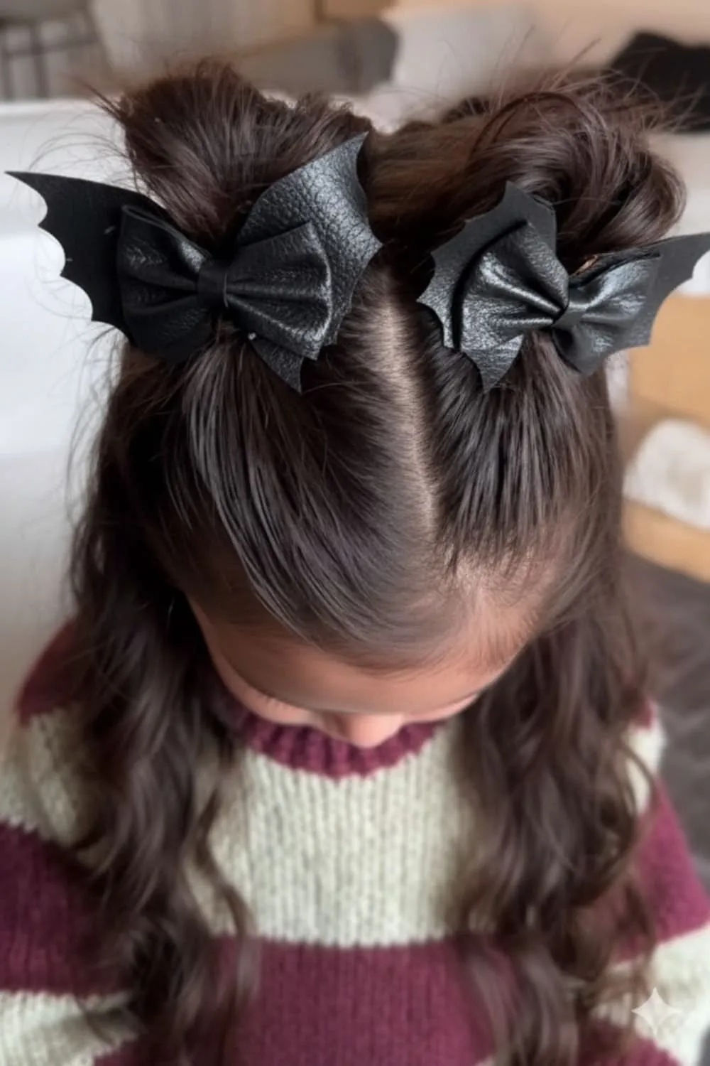 Half-Up Top Knots With Bat Wing Accents