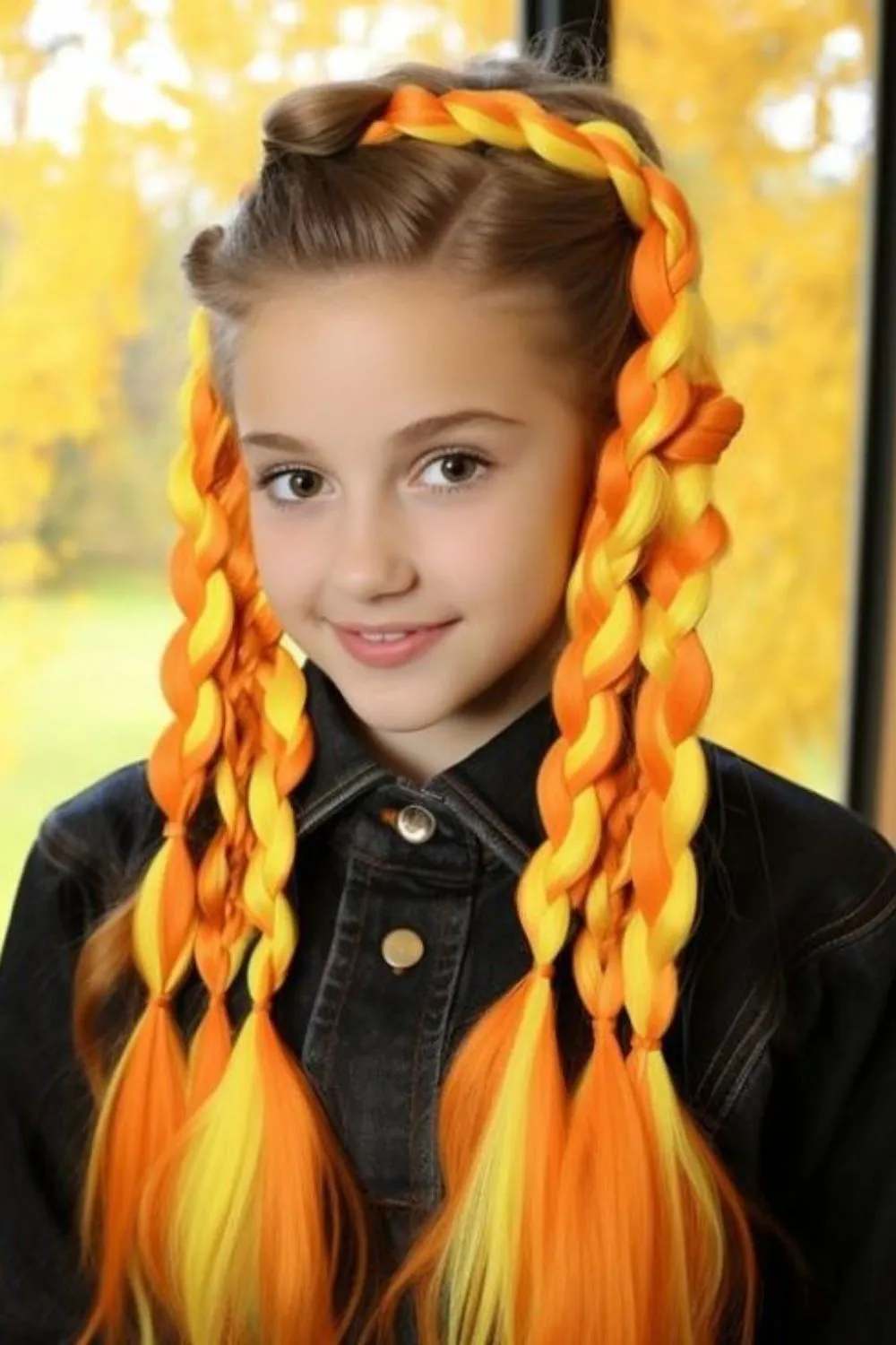 Candy Corn Colored Braids With a Braided Headband
