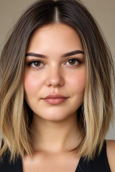 Chubby Face Low Maintenance Haircut: Center Part