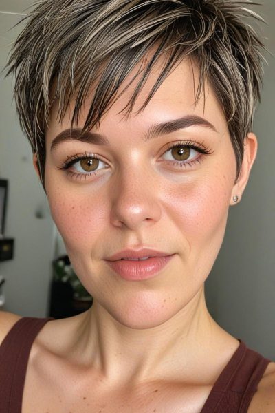 Chubby Face Low Maintenance Haircut: Textured Pixie