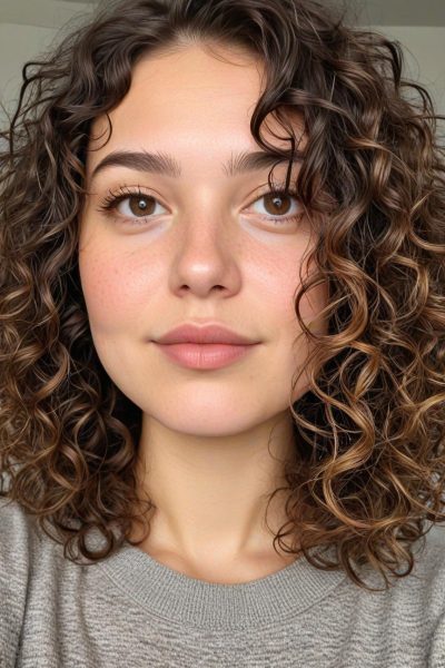 Chubby Face Low Maintenance Haircut: Curly Lob