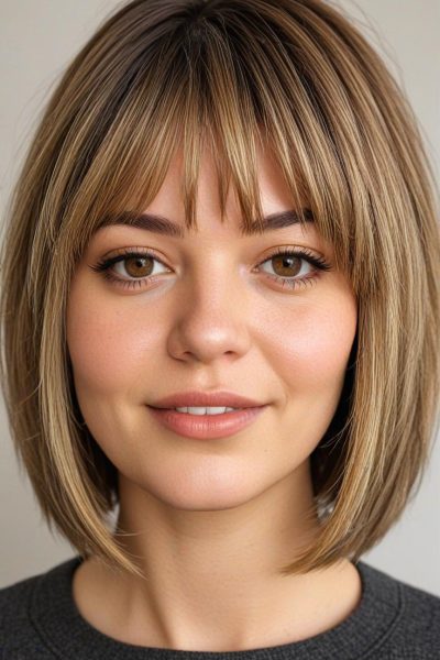 Chubby Face Low Maintenance Haircut: Layered Bob