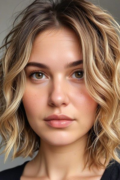 Chubby Face Low Maintenance Haircut: Tousled Waves