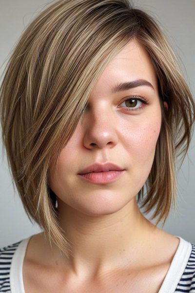 Chubby Face Low Maintenance Haircut: Asymmetrical Cut