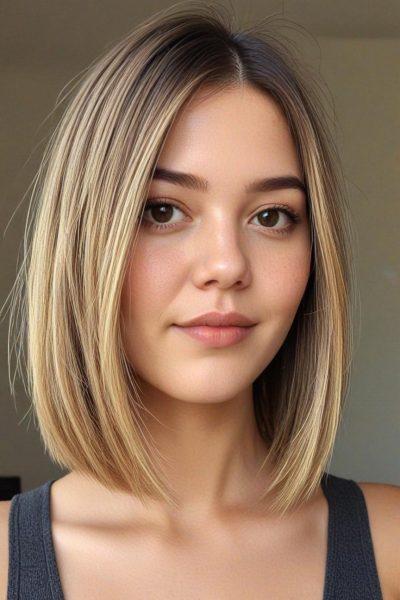 Chubby Face Low Maintenance Haircut: Long Bob (Lob):